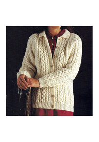 Vintage Ladies Aran Jacket with Collar 
