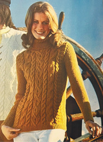 Vintage Ladies Aran Polo Neck Sweater