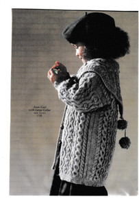 Vintage Children's Aran Cardigan with Large Hood