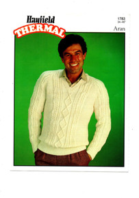 Vintage Aran V-Neck Men's Sweater