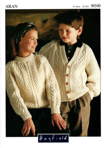 Vintage Children's Cardigan and Crew Neck Aran Sweater