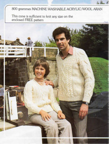 Vintage Father and Son V-Neck Aran Sweater 