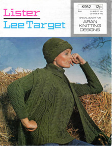 Vintage Aran Polo Neck Sweater with matching Hat & Scarf