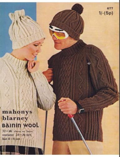 Unisex Vintage Aran Sweater with Hat
