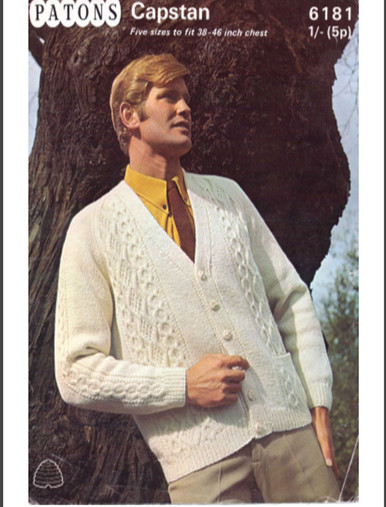 Mens VIntage 1960's Aran Cardigan