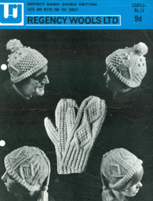 Vintage Unisex Aran Hat and Mitts