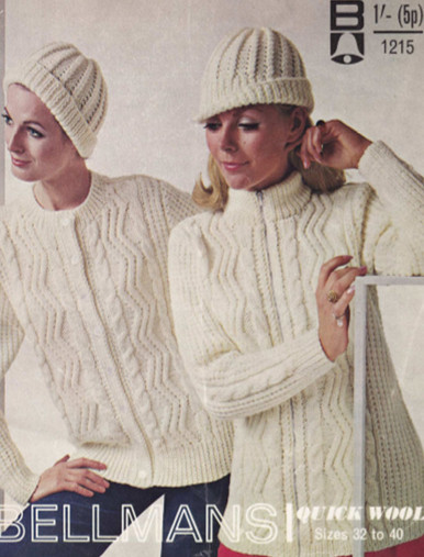 Vintage Ladies Aran Zip and Button Cardigan