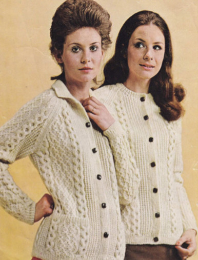 Vintage Ladies Harmony Aran Cardigan with Collar