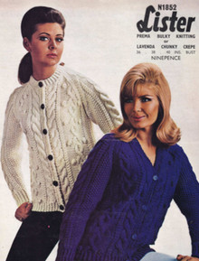 Ladies Vintage Low and High Button Cardigan