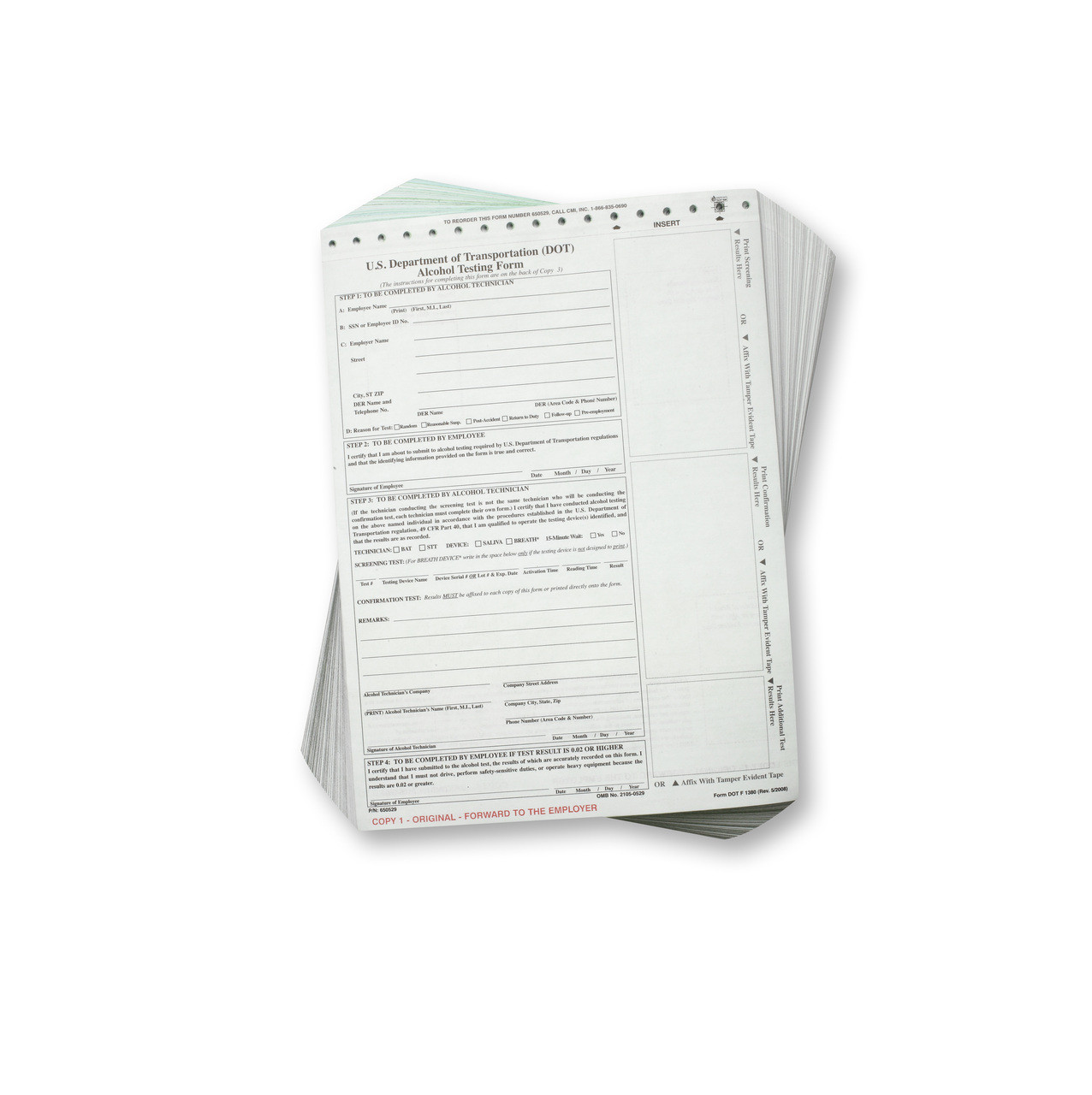 DOT Breath Alcohol Testing Forms Standard CMI Inc.