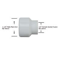 1-1/4" Plain End x 1/2" Socket Fusion Reducing Bushing