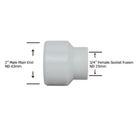 2" Plain End x 3/4" Socket Fusion Reducing Bushing