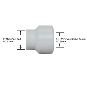 2" Plain End x 1-1/2" Socket Fusion Reducing Bushing