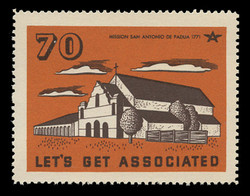 Associated Oil Company Poster Stamps of 1938-9 - # 70, Mission San Antonio de Padua 1771
