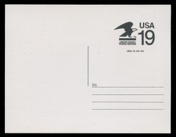 U.S. Scott # CVUX2, UPSS # PB2, 1991 19c Eagle, black on white, backside A - Mint Postal Buddy Card