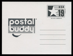 U.S. Scott # CVUX4a, UPSS # PB3b2, 1993 19c Star & Flag with LOGO, black on white, backside C - Mint Postal Buddy Card (See Warranty)