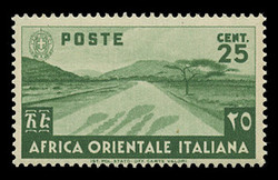 ITALIAN EAST AFRICA Scott #  7, 1938 25c green Desert Road