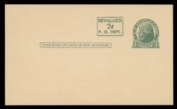 USA Scott # UX  41/UPSS #S57-2, 1952 2c on 1c Thomas Jefferson (UX27), green on buff, Surcharge 2 - Mint Postal Card