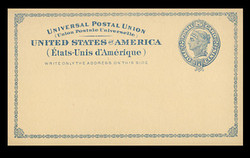 U.S. Scott # UX   6, 1879 2c Liberty Head, blue on buff with border & Small Margin - Mint Postal Card