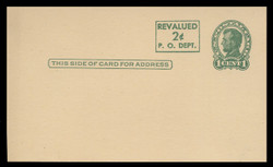 USA Scott # UX  42/UPSS #S59aH3-2, 1952 2c on 1c Abraham Lincoln (UX28), green on buff, Head 3, Surcharge 2 - Mint Postal Card
