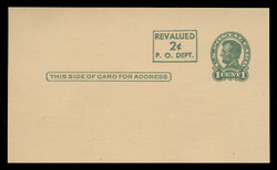USA Scott # UX  42/UPSS #S59aH3-3, 1952 2c on 1c Abraham Lincoln (UX28), green on buff, Head 3, Surcharge 3 - Mint Postal Card