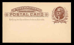 U.S. Scott # UX   8, 1885 1c Thomas Jefferson, brown on buff - Mint Postal Card