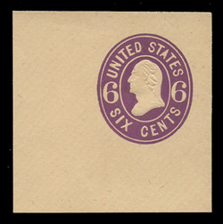 USA Scott # U  65, 1864-5 6c Washington, Scott Die U21, purple on buff - Mint Full Corner