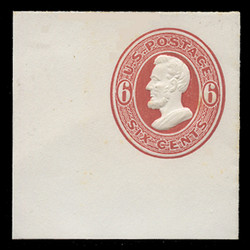 USA Scott # U  85, 1870-1 6c Lincoln, Scott Die U26, dark red on white - Mint Full Corner