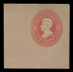 USA Scott # U 147, 1874-86 2c Jackson, Scott Die U40, vermilion on fawn - Mint Full Corner