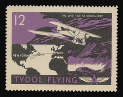 Tydol Flying "A" Poster Stamps of 1940 - #12, The Spirit of St. Louis - 1927