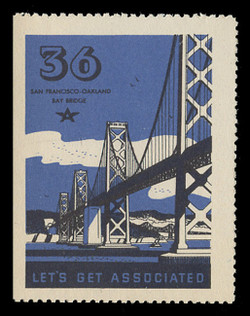 Associated Oil Company Poster Stamps of 1938-9 - # 36 San Francisco-Oakland Bay Bridge