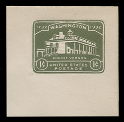 U.S. Scott # U 523, 1932 1c Washington Bicentennial - Mint Full Corner