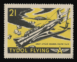 Tydol Flying "A" Poster Stamps of 1940 - #21, Army Attack Bomber - Vultee YA-19