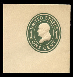 U.S. Scott # U 400c, 1907-16 1c Franklin, green on white, Die 4 - Mint Full Corner