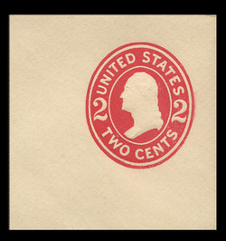 U.S. Scott # U 411a, 1907-16 2c Washington, carmine on white, Die 2 - Mint Full Corner