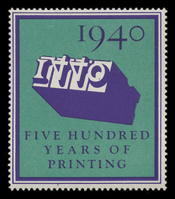 1940 (001) 500 Years of Printing Poster Stamp, Perforated