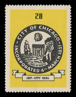 Chicagoland Poster Stamps of  1938 - # 28 City Seal, 1837