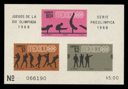 MEXICO Scott # 995a, 1968 1968 Olympics, Souvenir Sheet of 3, Imperforate