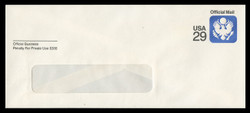 U.S. Scott # UO 084R 1991 29c Official Mail, white background, Recycled - Mint Envelope, UPSS Size 23-WINDOW