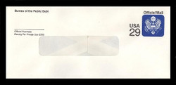 U.S. Scott # UO 085 1991 29c Official Mail, detailed background - Mint Savings Bond Envelope, UPSS Size 19B