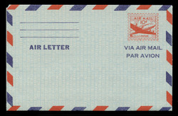 U.S. Scott # UC 16 1947 10c DC-4 Skymaster, Air Letter Front, 2-Line Back - Mint Air Letter Sheet
