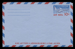 U.S. Scott # UC 32 1959 10c Jet Airliner, Type II, 2-Line Back - Mint Air Letter Sheet