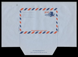U.S. Scott # UC 38D 1965 11c President John F. Kennedy, Die Cutting Reversed - Mint Air Letter Sheet, UNFOLDED