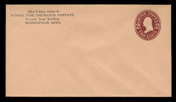 U.S. Scott # U 408, 1907-16 2c Washington, brown red on buff, Die 1 - Mint Envelope, UPSS Size 10