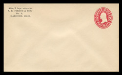 U.S. Scott # U 411a, 1907-16 2c Washington, carmine on white, Die 2 - Mint Envelope, UPSS Size 11