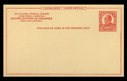 U.S. Scott # UX  37a/UPSS #S53a-2, 1926 3c William McKinley, carmine on canary - Mint Postal Card