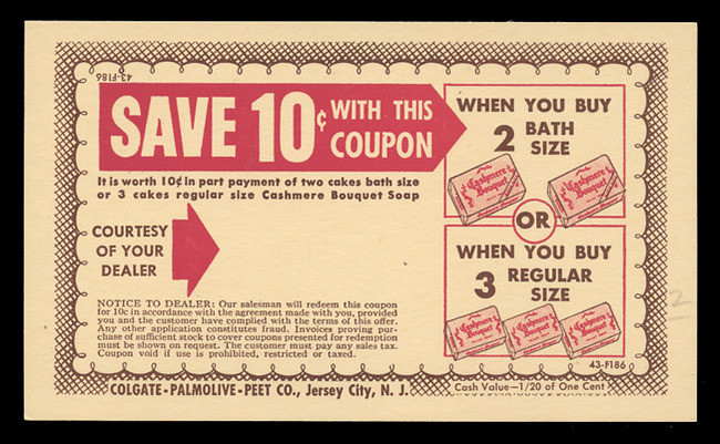 Colgate-Palmolive-Peet Co., 10¢ Store Coupon Card (On Scott #UX27 ...
