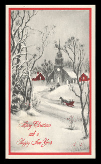 Christmas Greetings Card - Church & Stream (On Scott #UX58) - Est. period of use, early 1970s.