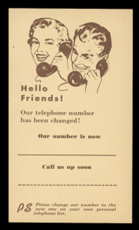 Change of Telephone Number Correspondence Card (On Scott #UX27) - Est. period of use, late 1940s.