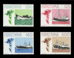 FAROE ISLANDS Scott #  24-7, 1977 Fishing Vessels (Set of 4)